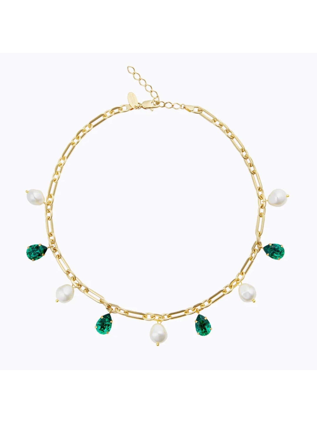 Caroline Svedbom halskjeder Ayra necklace - pearl/majestic green