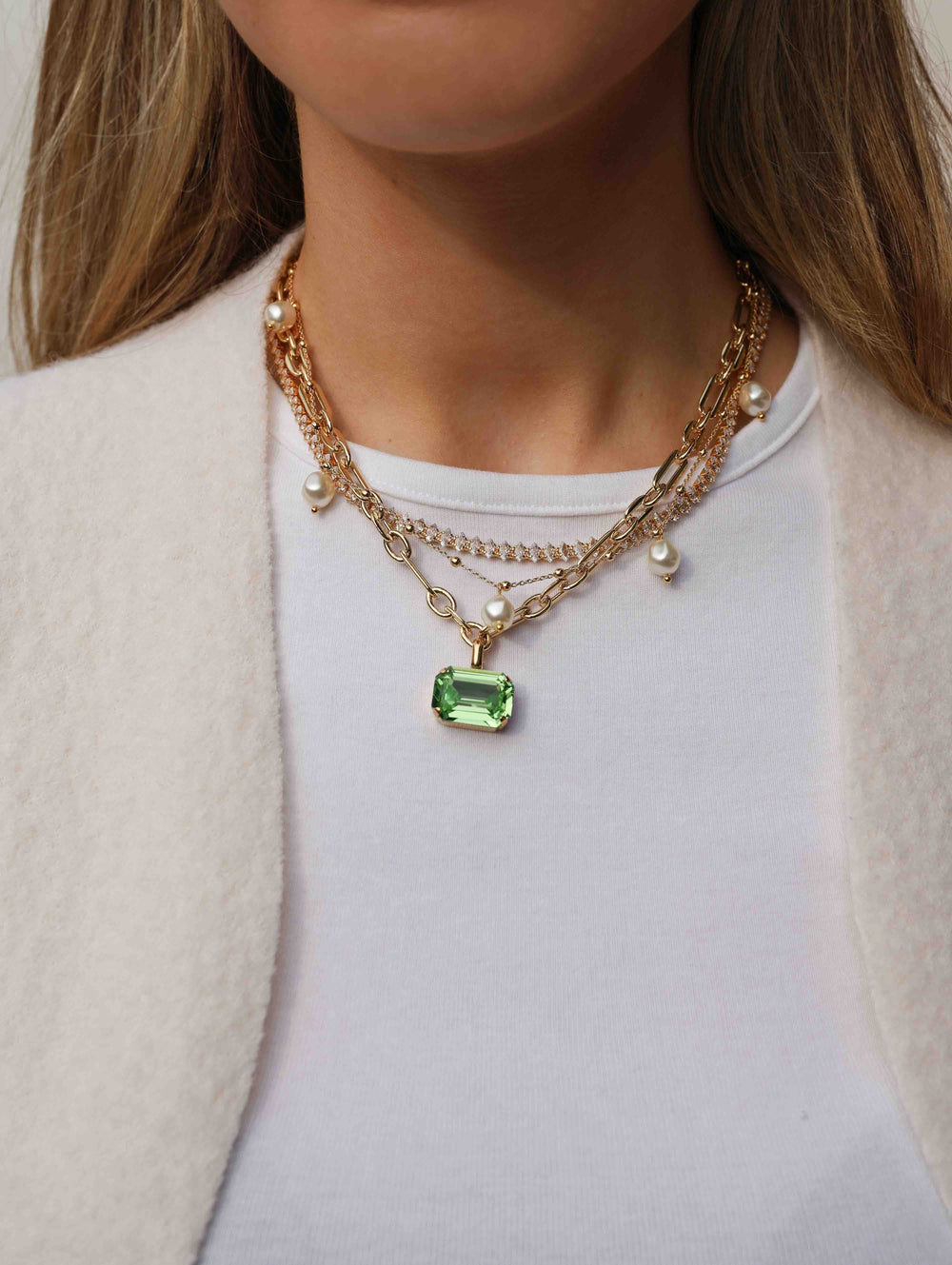 Caroline Svedbom halskjeder Lydia chain necklace - peridot