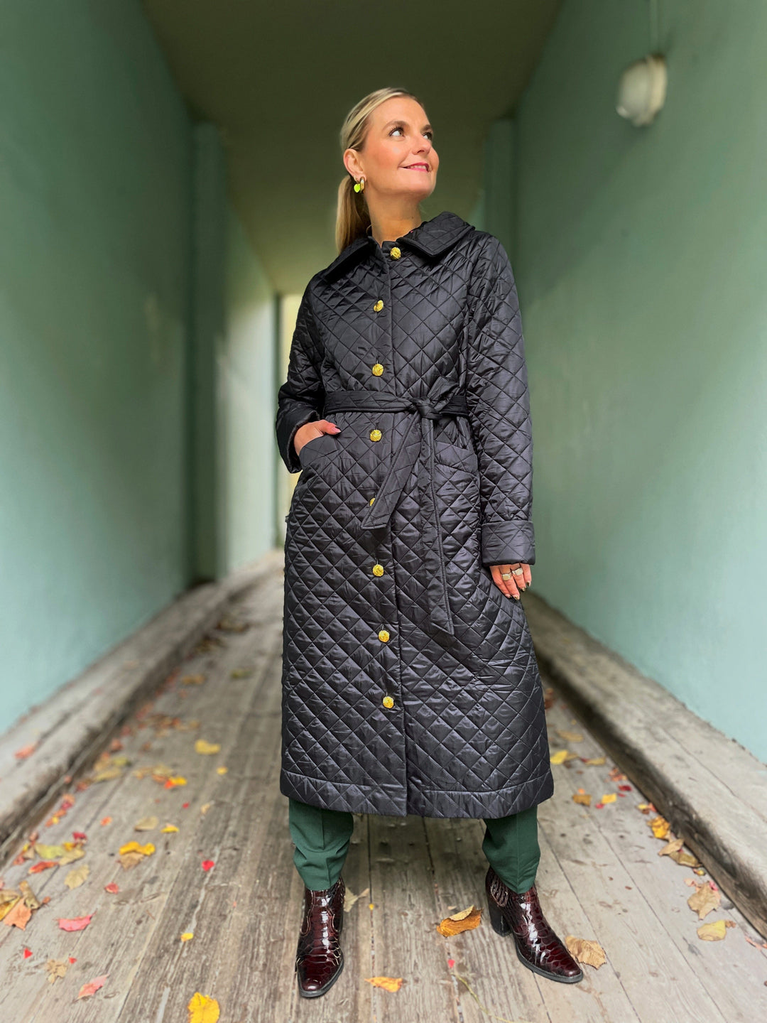 Dianas Vintage kåper Franz Coat quilt - svart