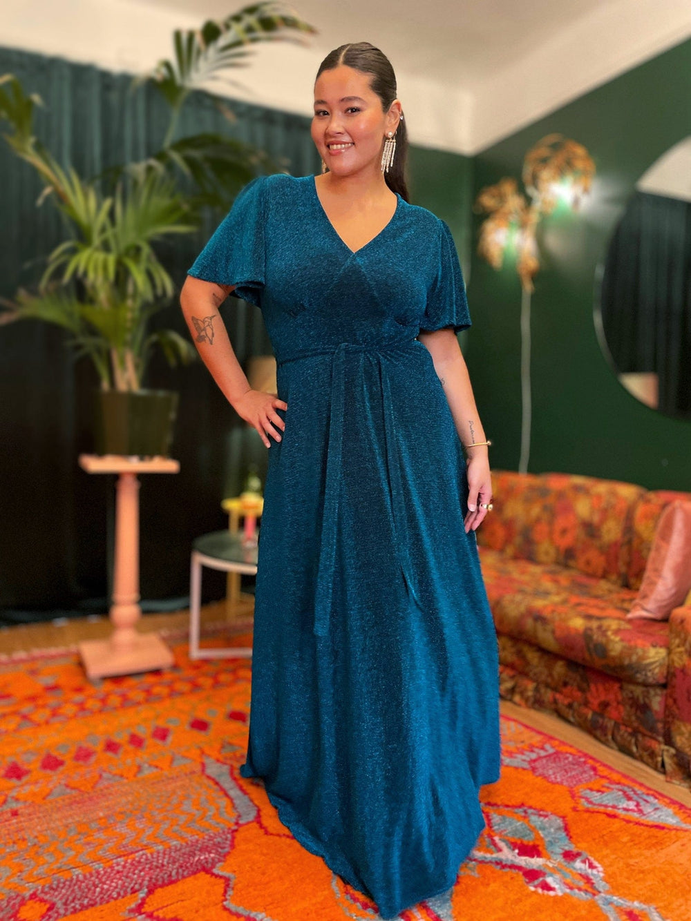 Dianas Vintage kjoler Diana Dress lurex - lang kjole - blå