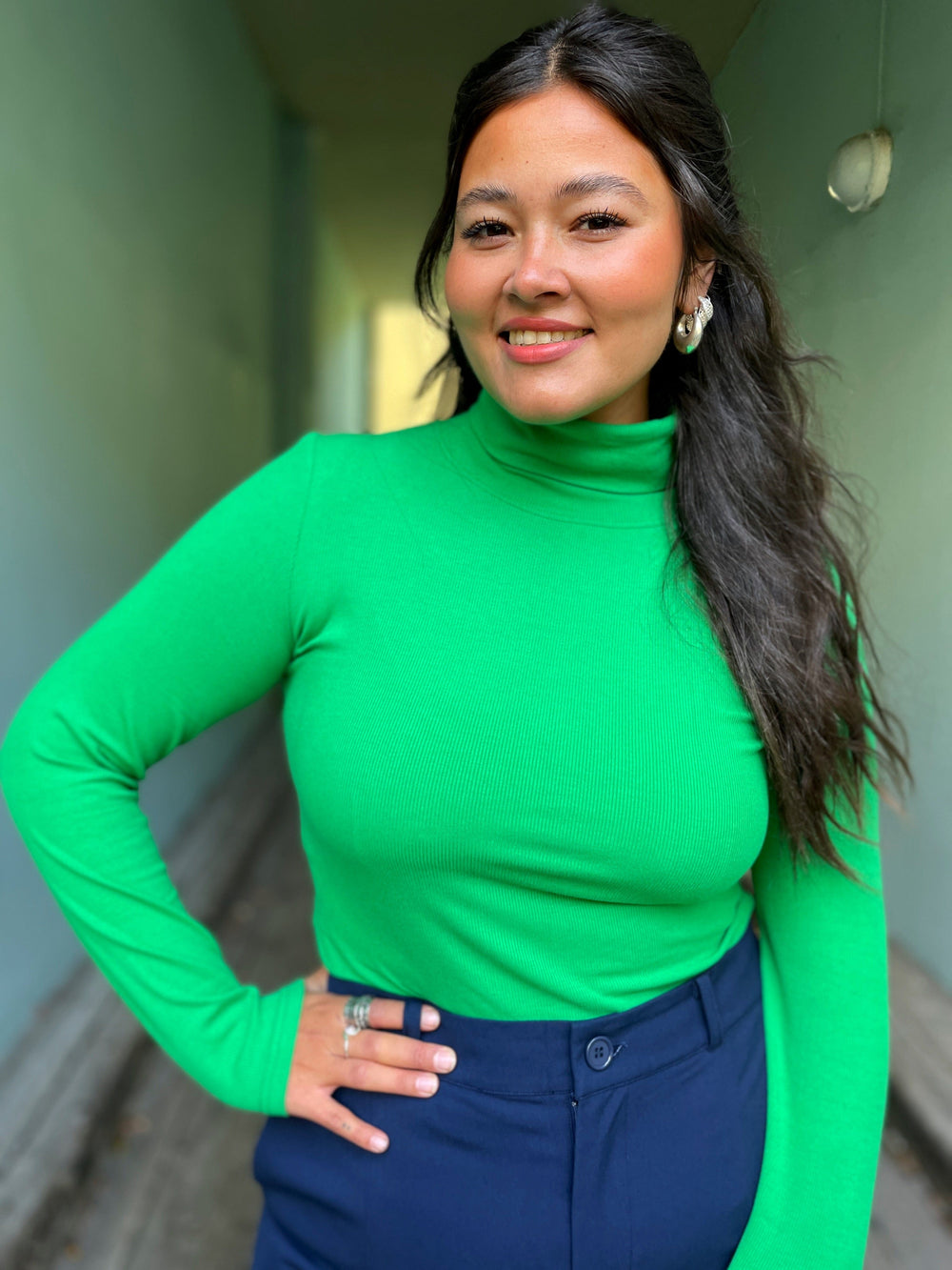 Dianas Vintage turtleneck Cozy topp - grønn