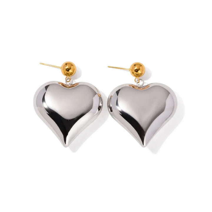 Frøken Dianas salonger øredobber Chunky silver hearts øredobber