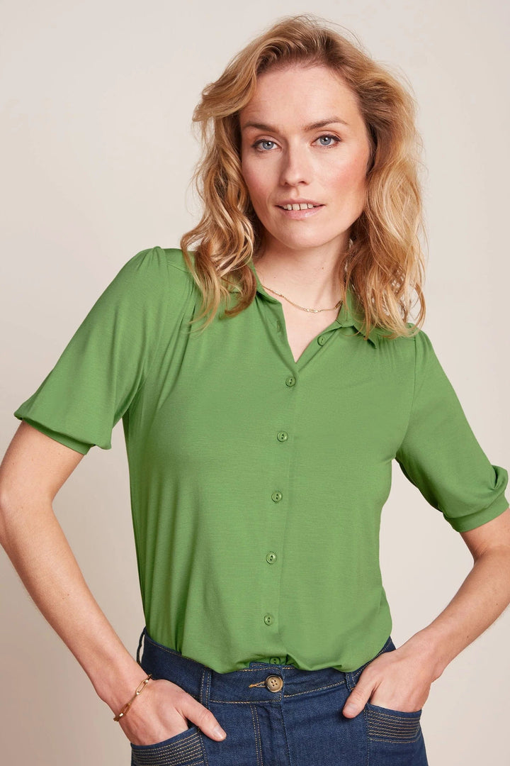 King Louie Topper Carina ecovero light bluse - shade green