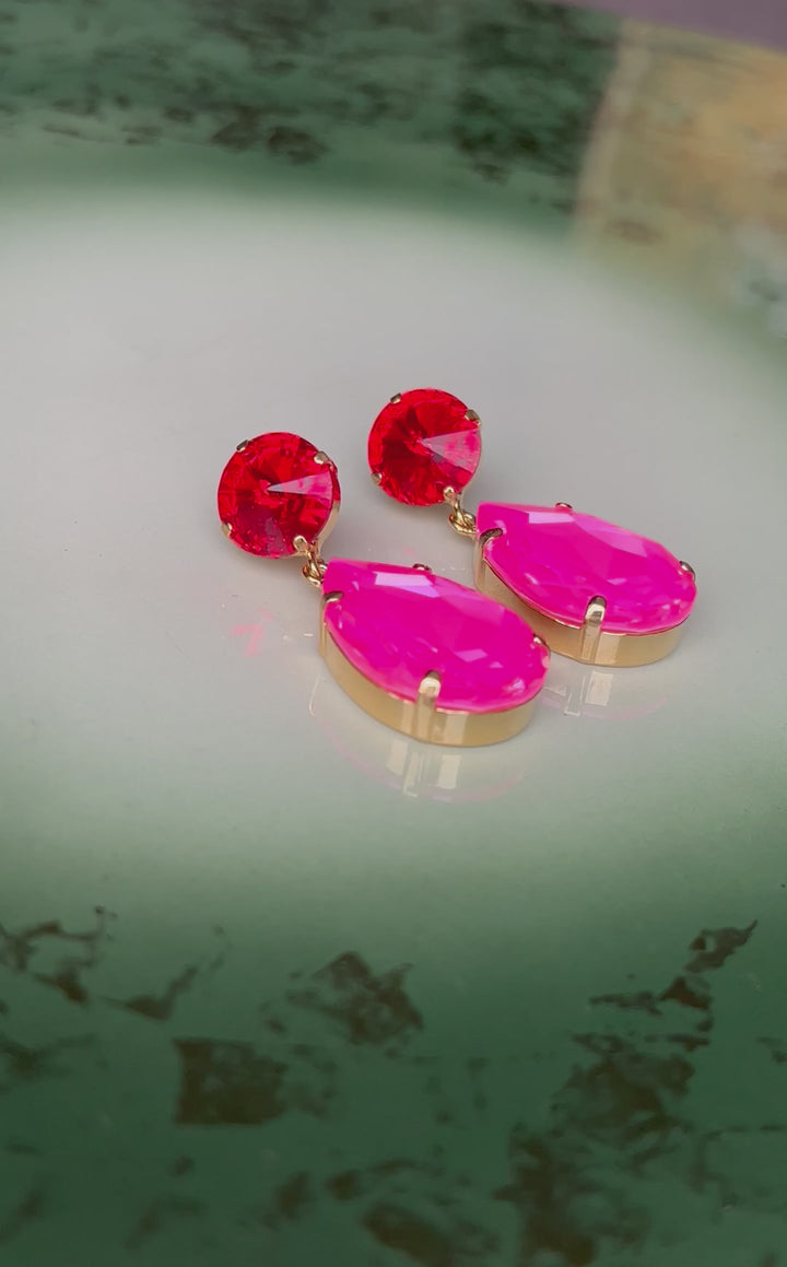 Perfect drop earrings - electric pink delite/light siam