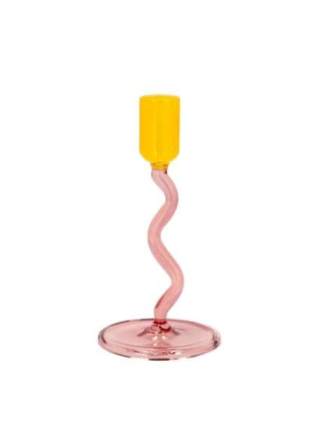 Villa Collection Lysestake Lysestake glass - bølget liten - rosa/gul