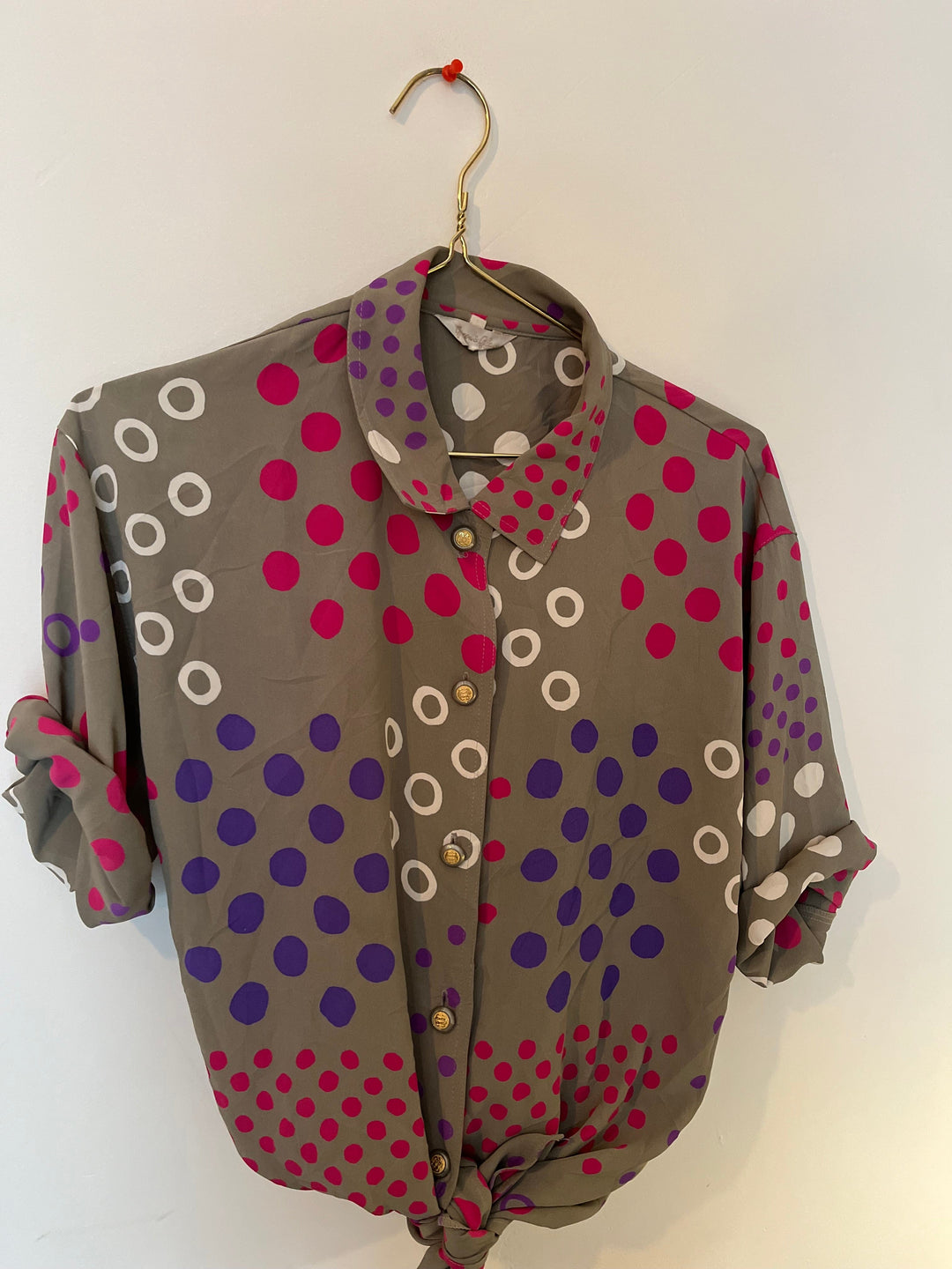 Vintage Vintage bluser XL Vintagebluse - Fargerike prikker, str XL