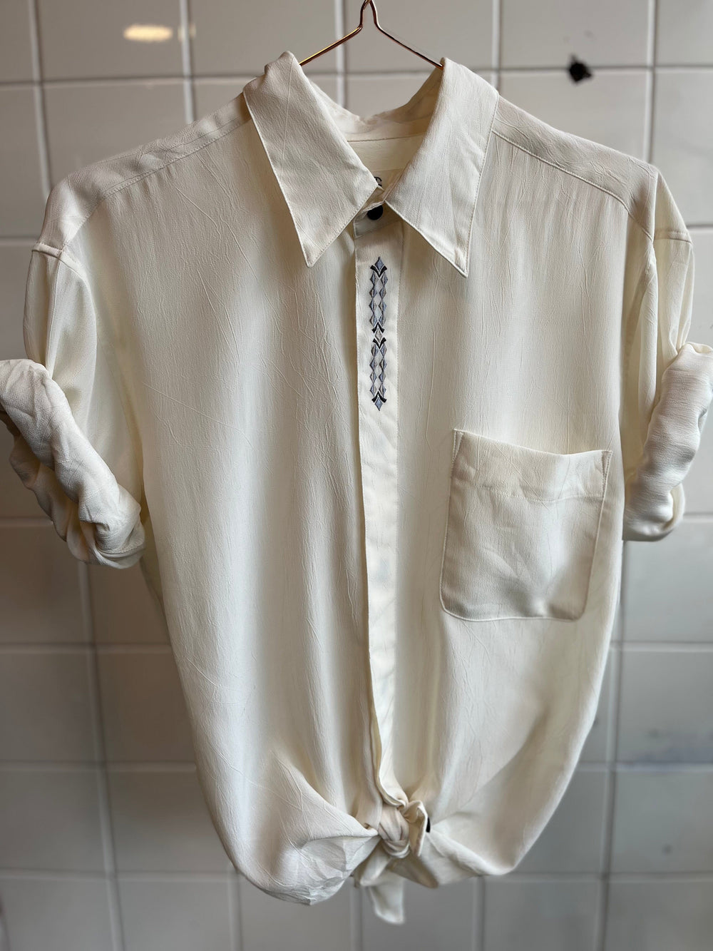 Vintage Vintage bluser M Vintagebluse - Kremhvit, str M