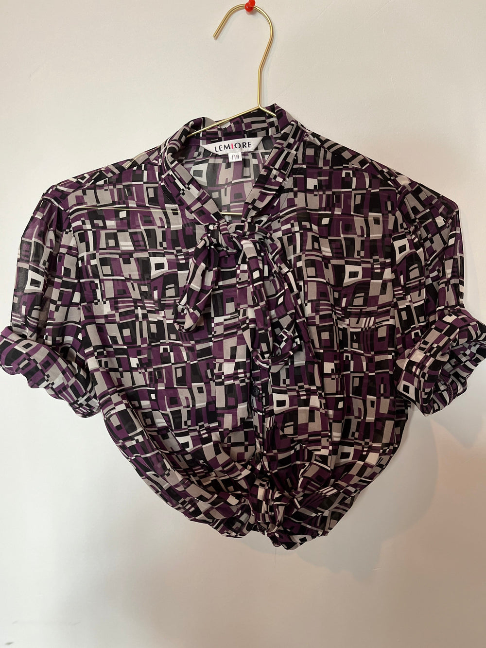 Vintage Vintage bluser S Vintagebluse - Lilla ruter, str S