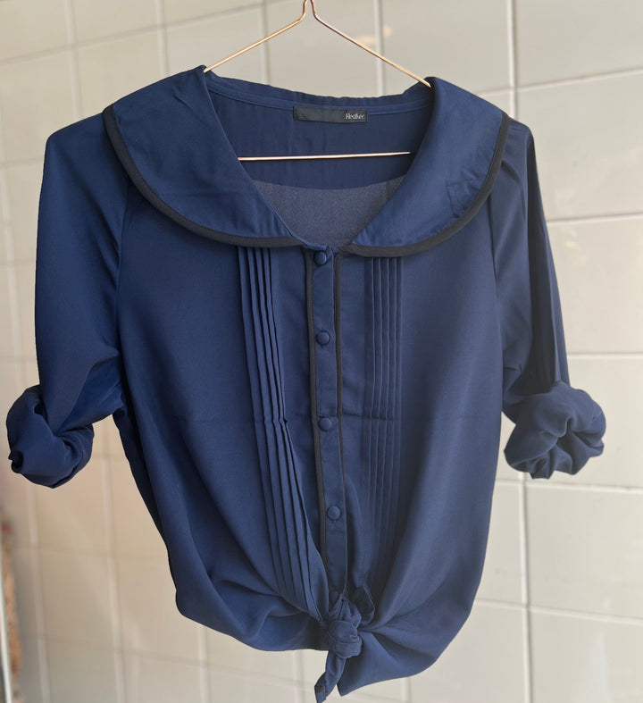 Vintage Vintage bluser M Vintagebluse - Marineblå, str M