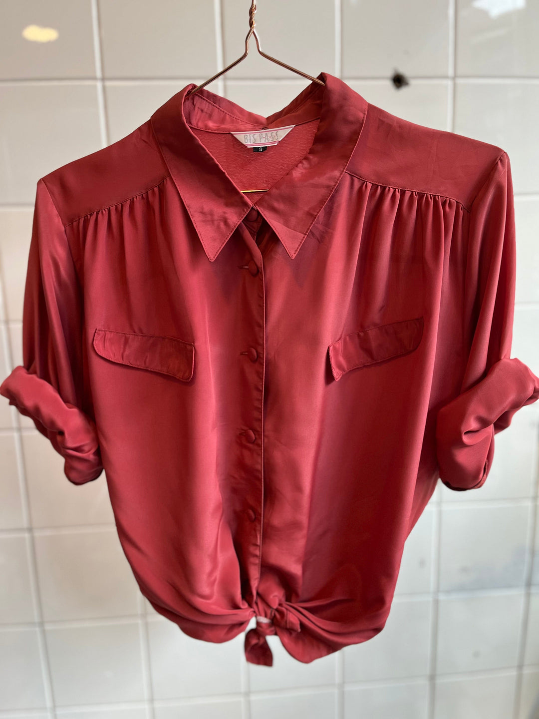 Vintage Vintage bluser XL Vintagebluse - Rød elegans, str XL