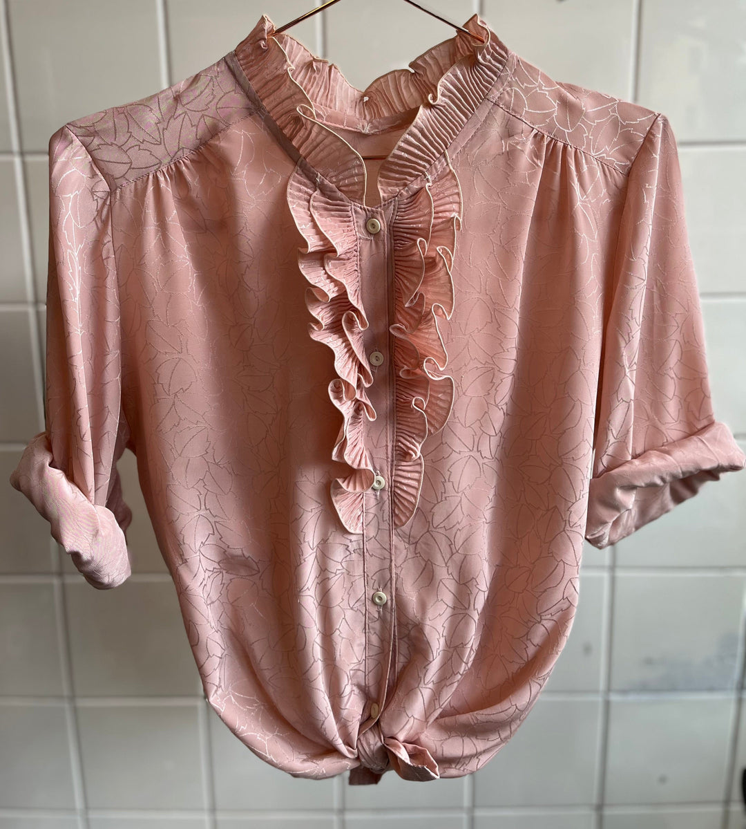 Vintage Vintage bluser L Vintagebluse - Rysjer og blader, str L