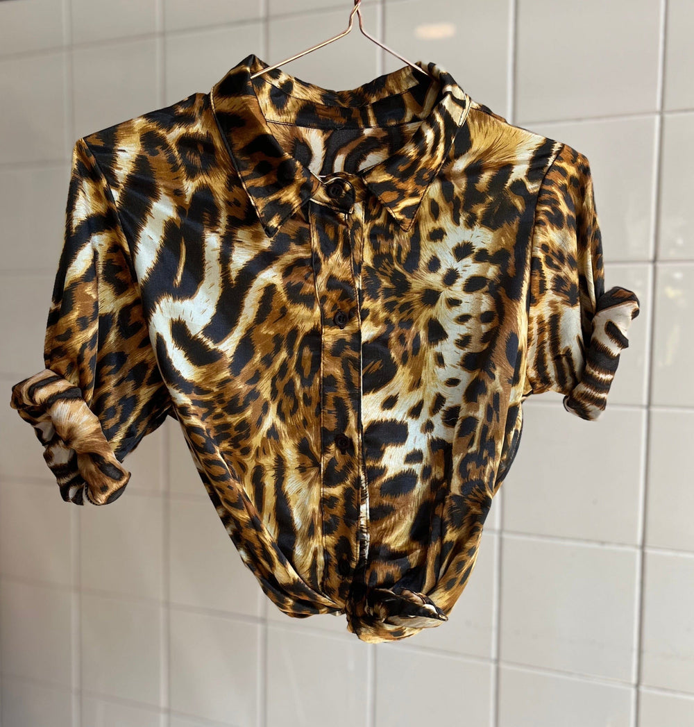 Vintage Vintage bluser XS Vintagebluse - Tiger, str XS