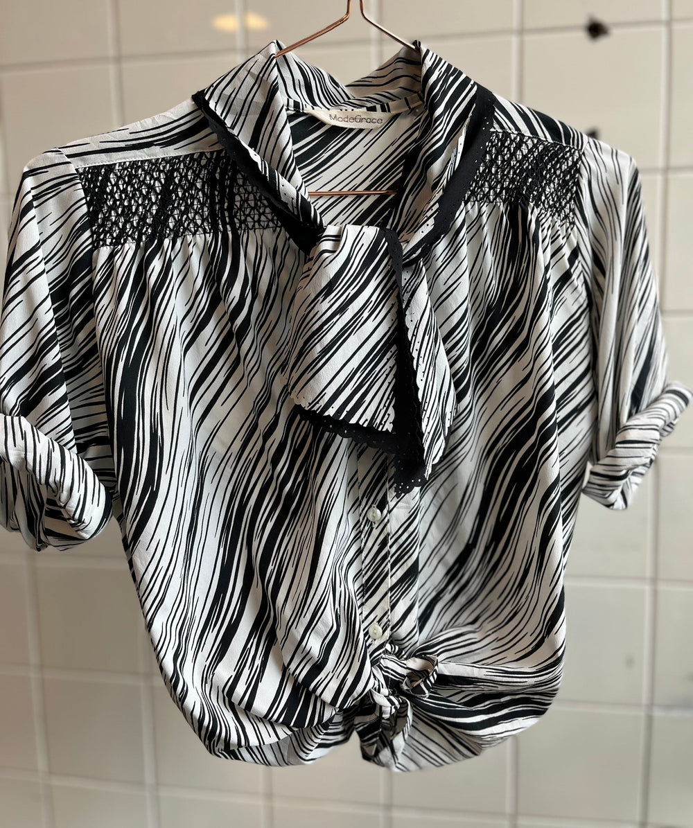 Vintage Vintage bluser L Vintagebluse - Zebrakrage, str L