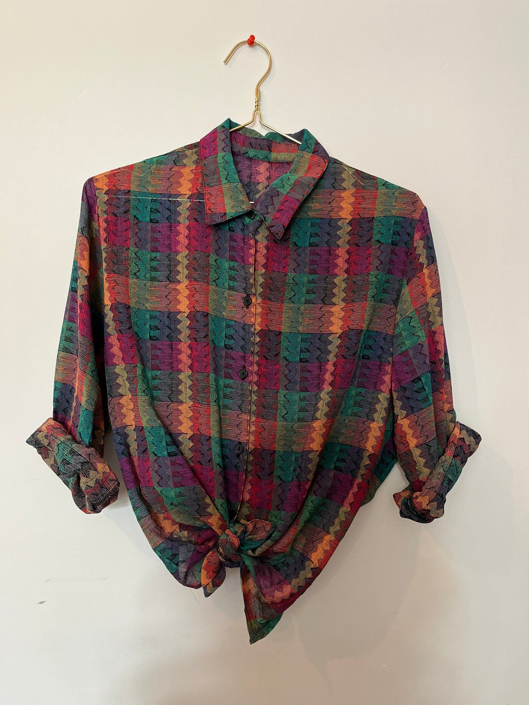 Vintage Vintage bluser XL Vintagebluse - Zikk zakk, str XL